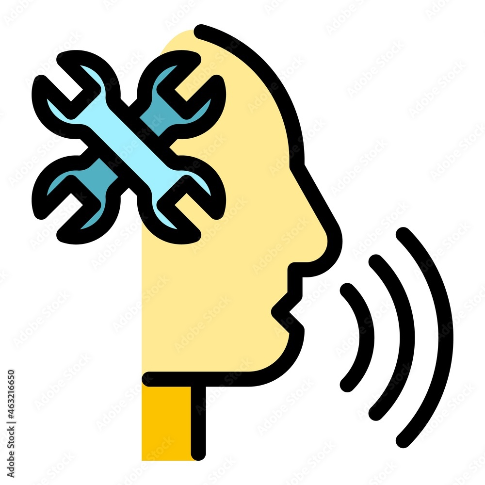 Poster tech help icon. outline tech help vector icon color flat isolated
