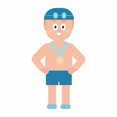 Boy swimmer with medal