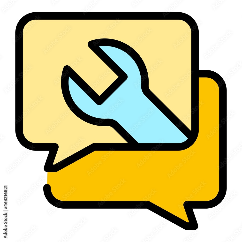 Poster chat setting help icon. outline chat setting help vector icon color flat isolated