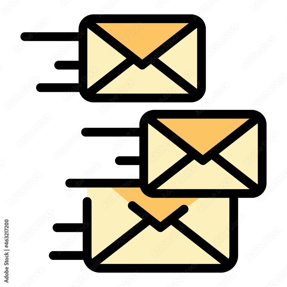 Poster sending emails icon. outline sending emails vector icon color flat isolated