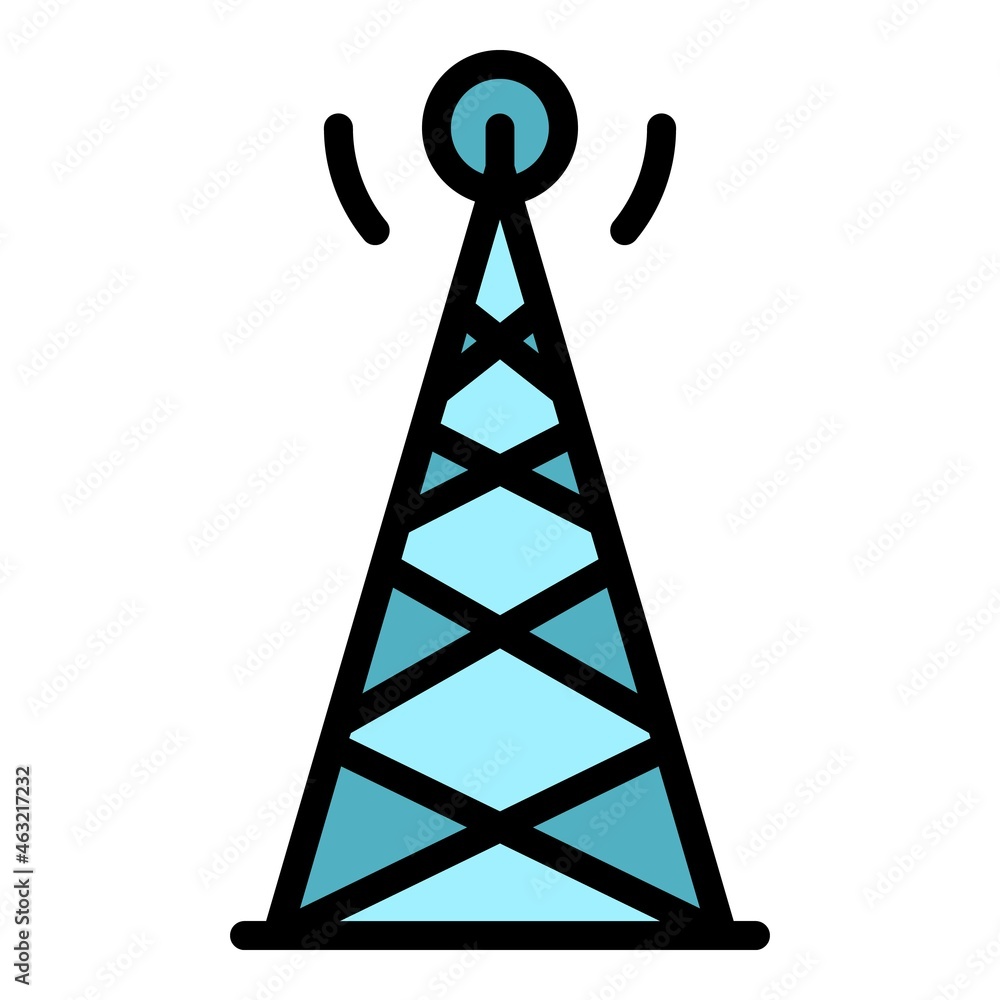 Poster signal tower icon. outline signal tower vector icon color flat isolated