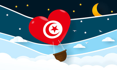 Heart air balloon with Flag of Tunisia for independence day or something similar
