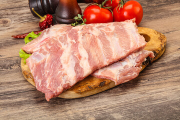 Raw pork ribs for cooking