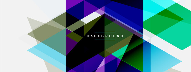 Color triangles composition, geometric abstract background. Techno or business concept, pattern for wallpaper, banner, background, landing page