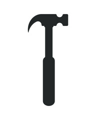 Hammer vector icon. Sledgehammer symbol. Blacksmith tool sing. Industry and construction logo. Silhouette isolated on white background.