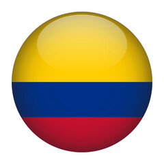 Colombia 3D Rounded Country Flag button Icon