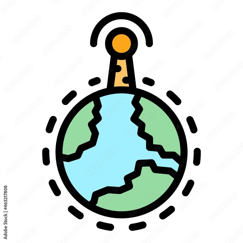 Poster global signal icon. outline global signal vector icon color flat isolated