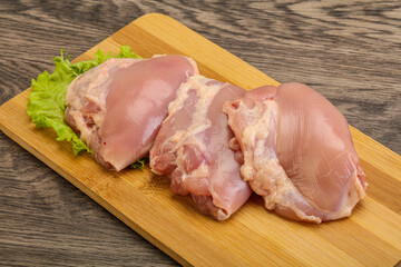 Raw chicken boneless and skinless leg