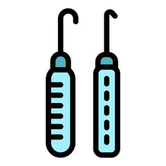 Knitting hook instrument icon. Outline Knitting hook instrument vector icon color flat isolated