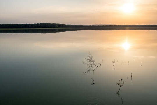 Ribnjak lake at sunset, Croatia