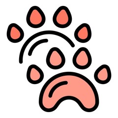 Dog paws icon. Outline dog paws vector icon color flat isolated