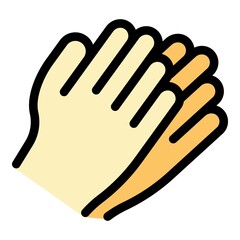 Hand gesture aplause icon. Outline Hand gesture aplause vector icon color flat isolated