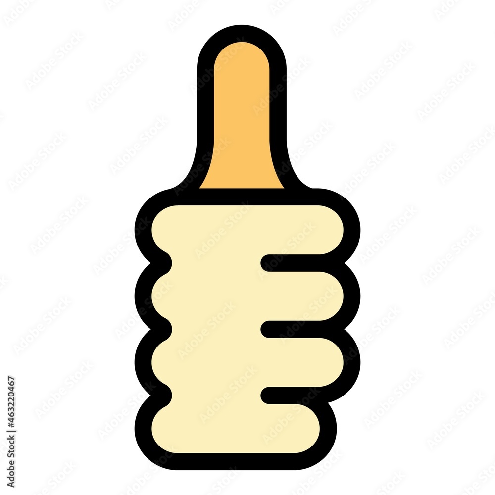 Poster hand gesture thumb up icon. outline hand gesture thumb up vector icon color flat isolated