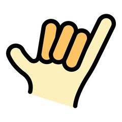 Hand gesture hang loose icon. Outline Hand gesture hang loose vector icon color flat isolated