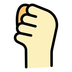 Hand gesture revolution icon. Outline Hand gesture revolution vector icon color flat isolated