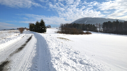 Fototapeta na wymiar landscape with snow, Europe, Poland