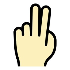 Hand gesture two fingers icon. Outline Hand gesture two fingers vector icon color flat isolated