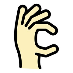 Hand gesture scary icon. Outline Hand gesture scary vector icon color flat isolated