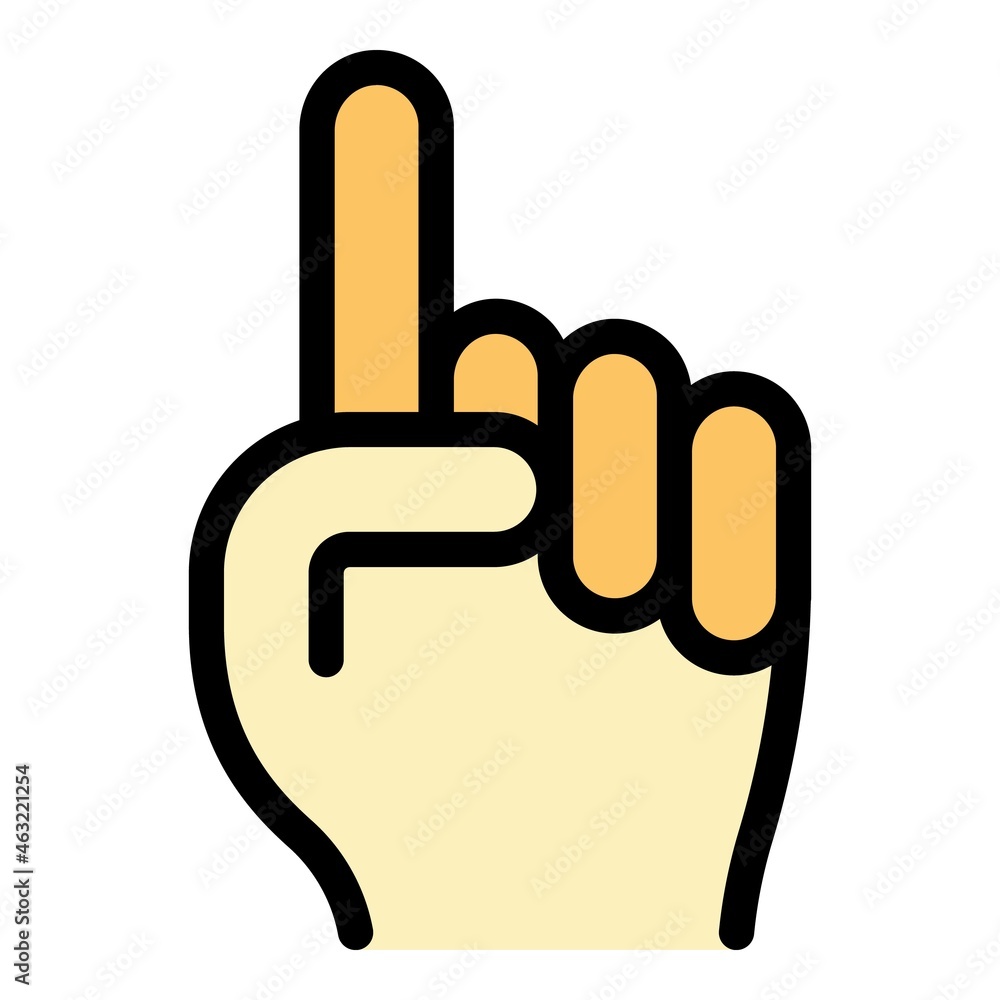Poster hand gesture attention icon. outline hand gesture attention vector icon color flat isolated