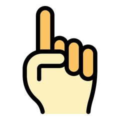 Hand gesture attention icon. Outline Hand gesture attention vector icon color flat isolated