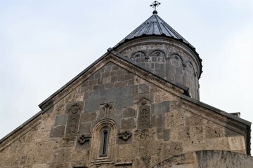 Fototapeta na wymiar Armenia, Haghartsin, September 2021. Bottom view of the dome of the Armenian Christian church.