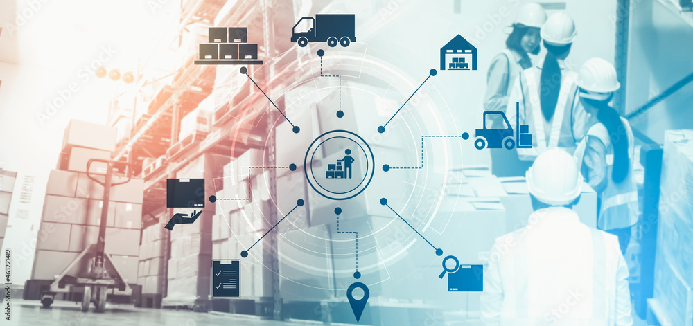 Poster smart warehouse management system with innovative internet of things technology to identify package 