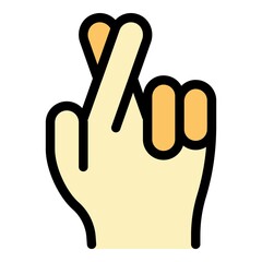 Obraz premium Hand gesture good luck icon. Outline Hand gesture good luck vector icon color flat isolated
