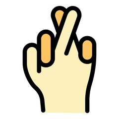 Obraz premium Hand good luck icon. Outline Hand good luck vector icon color flat isolated