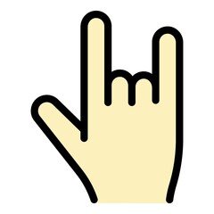 Hand gesture rock icon. Outline Hand gesture rock vector icon color flat isolated