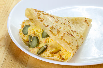 Pancake with. potato and pickled cucumbers