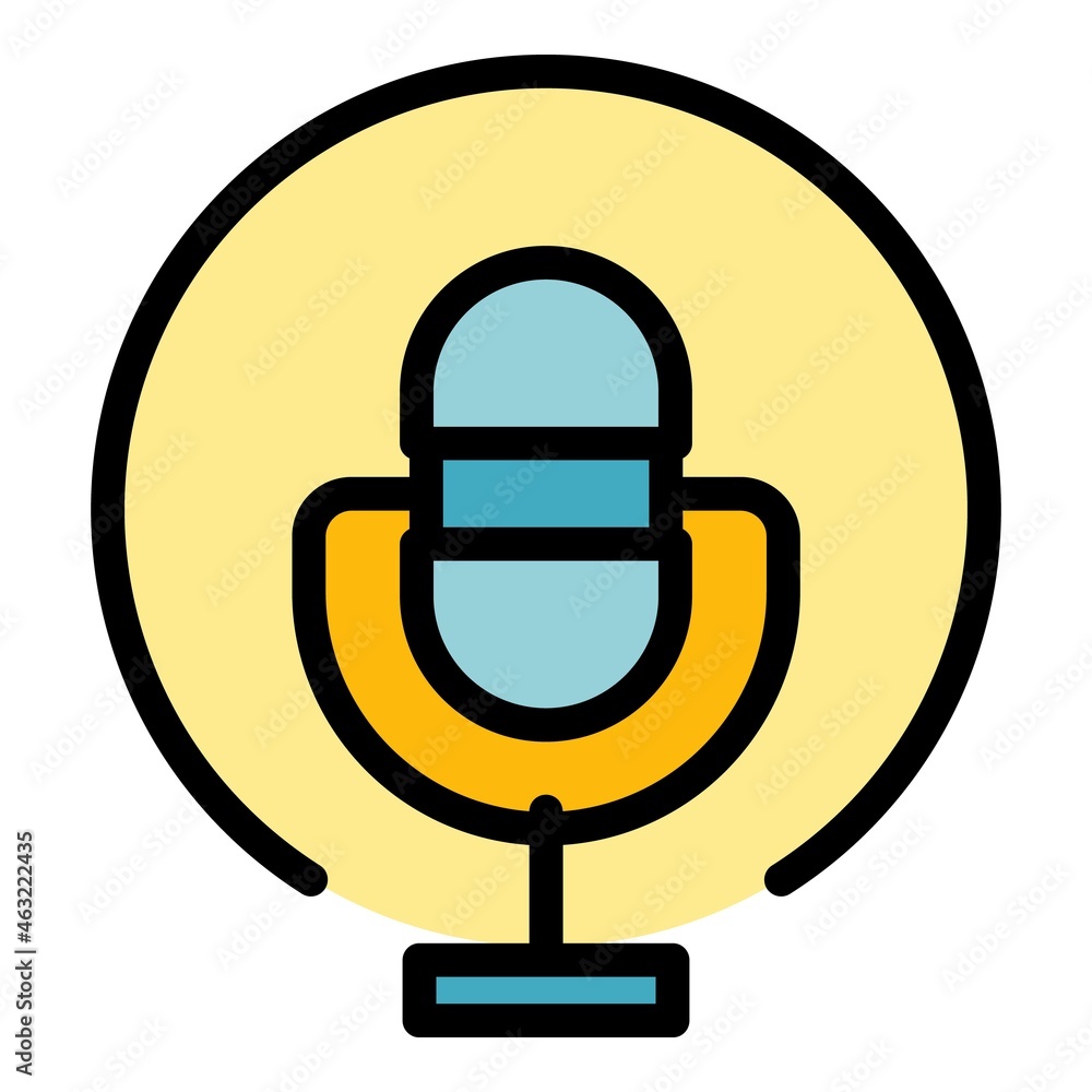 Poster microphone interface icon. outline microphone interface vector icon color flat isolated