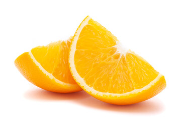 Close-up of Organic Indian Citrus fruit sweet  Seedless kinnow (Kinnow mandarin) high yield mandarin hybrid with its half cut, it is yellow in color, isolated over white background, © Prashant ZI