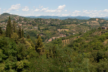 Fototapeta na wymiar Perugia Valley and Woods Landscape, Italy