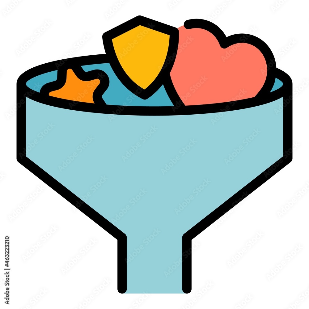Poster sings funnel interface icon. outline sings funnel interface vector icon color flat isolated
