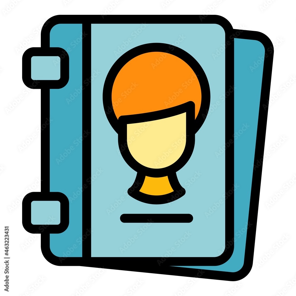 Poster card profile interface icon. outline card profile interface vector icon color flat isolated