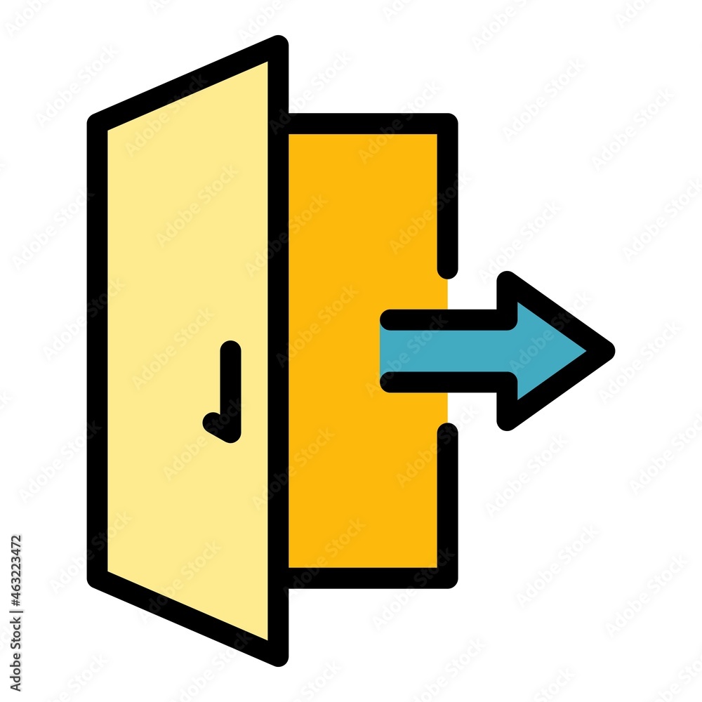 Poster exit door interface icon. outline exit door interface vector icon color flat isolated
