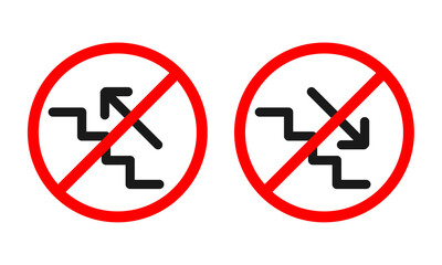 No stair. Don't use the stairs. Entrance or Exit symbol. Illustration vector 