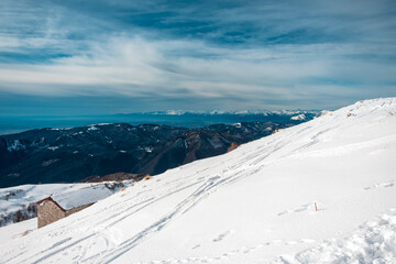 Ski mountaineering on mount Matajur, Friuli-Venezia Giulia, Italy