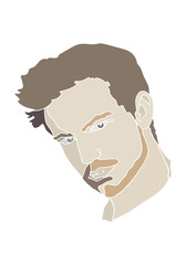 Face line Art 2. Portrait of a man in pastel colors without contour