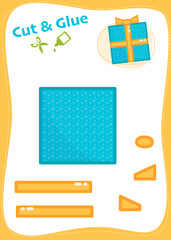 Cut and Glue Worksheet - Gift in blue box