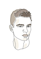 Face line art 3. Portrait of a man in pastel colors