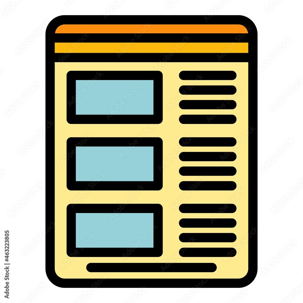 Poster online page interface icon. outline online page interface vector icon color flat isolated