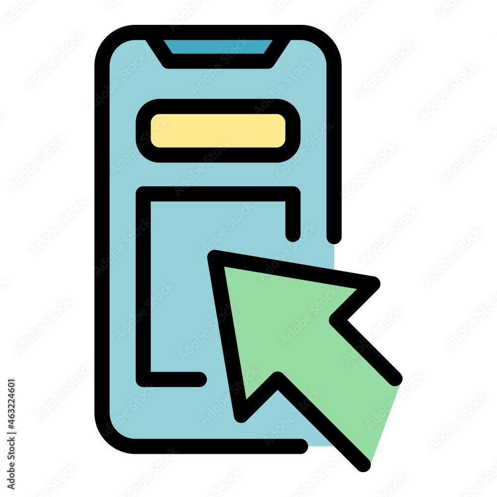 Poster cursor phone interface icon. outline cursor phone interface vector icon color flat isolated