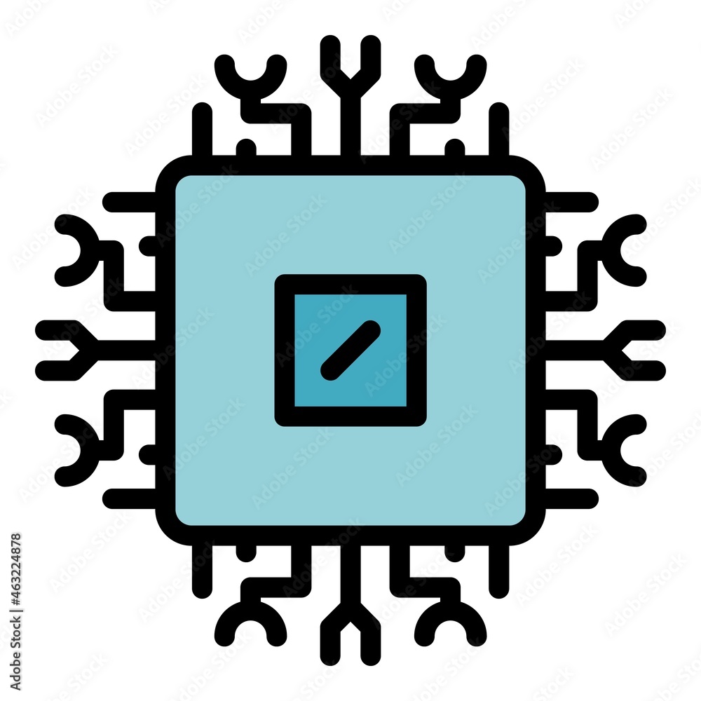 Poster processor interface icon. outline processor interface vector icon color flat isolated