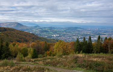 View from the top of Równica on the town of Ustroń and the surrounding area