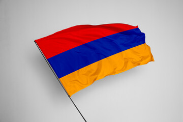 Armenia flag isolated on white background. close up waving flag of Armenia. flag symbols of Armenia. Concept of Armenia.
