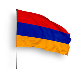 Armenia flag isolated on white background. close up waving flag of Armenia. flag symbols of Armenia. Concept of Armenia.