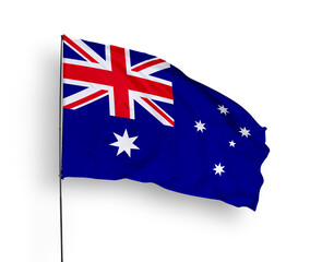 Australia flag isolated on white background. close up waving flag of Australia. flag symbols of Australia. Concept of Australia.