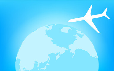 Fototapeta premium 青く光る地球（北半球）と飛行機