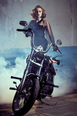 Plakat elegant girl biker